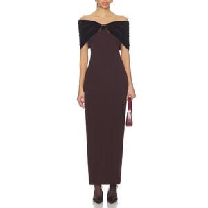 Sonya Moda NWT Belluno Bow Maxi Dress Chestnut Sz 8 Formal